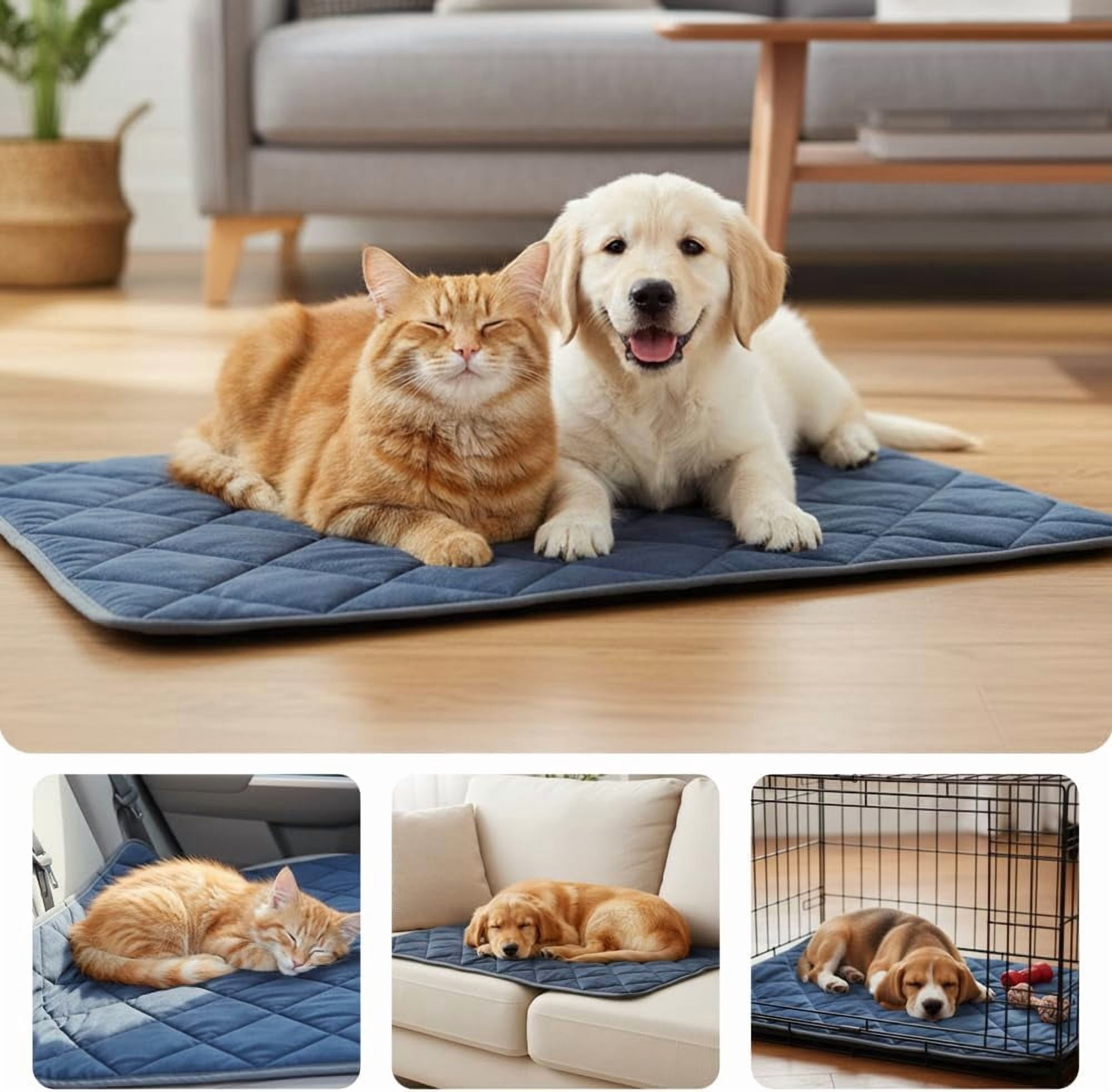 Thermal Reflection Pad for Dogs Cats, 2026 5-Layer Self Warming Thermal Dog Bed, Washable Non-Slip Self Heating Pet Crate Pad for Indoor Outdoor Pets (Grey, S:15.7 × 19.7 in)