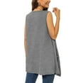 thumbnail image 4 of Uvplove Women's Summer Sleeveless Soft Knit Cardigan with Pockets High Low Drape Front Open Cardigan Blouse,Dark_Grey,3XLarge, 4 of 5