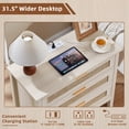 thumbnail image 6 of LEYAOYAO 3 Drawer Nightstand with Charging Station Set of 2, Modern Bedside Table with Rattan Drawers, Wood Side Table for Bedroom, Living Room,White, 6 of 8