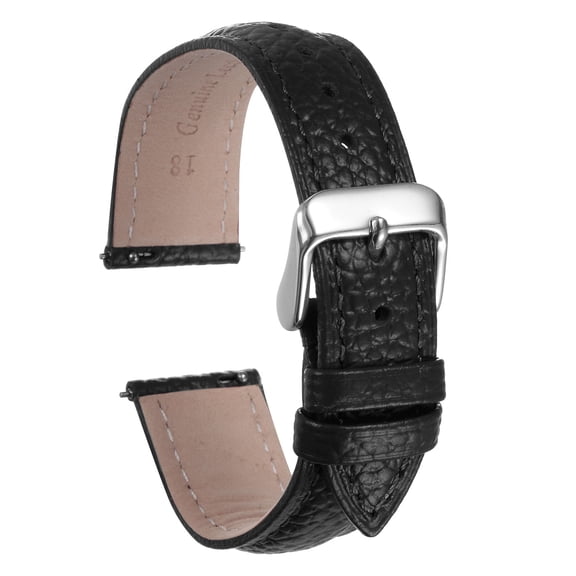 Uxcell Genuine Leather Watch Bands 18mm Flat Quick Replacement Leather Watch Strap Elegant Women Men Watch Straps Black