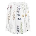 thumbnail image 1 of Pompotops Mode Femmes Décontracté Manches Trois-Quarts Imprimé Col en V Ample T-Shirt Blouse Hauts en Solde, 1 of 4