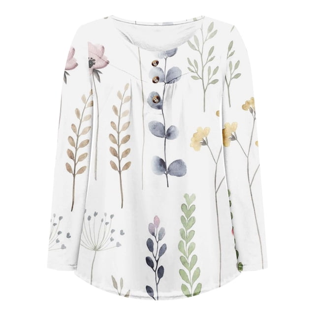 Pompotops Mode Femmes Décontracté Manches Trois-Quarts Imprimé Col en V Ample T-Shirt Blouse Hauts en Solde