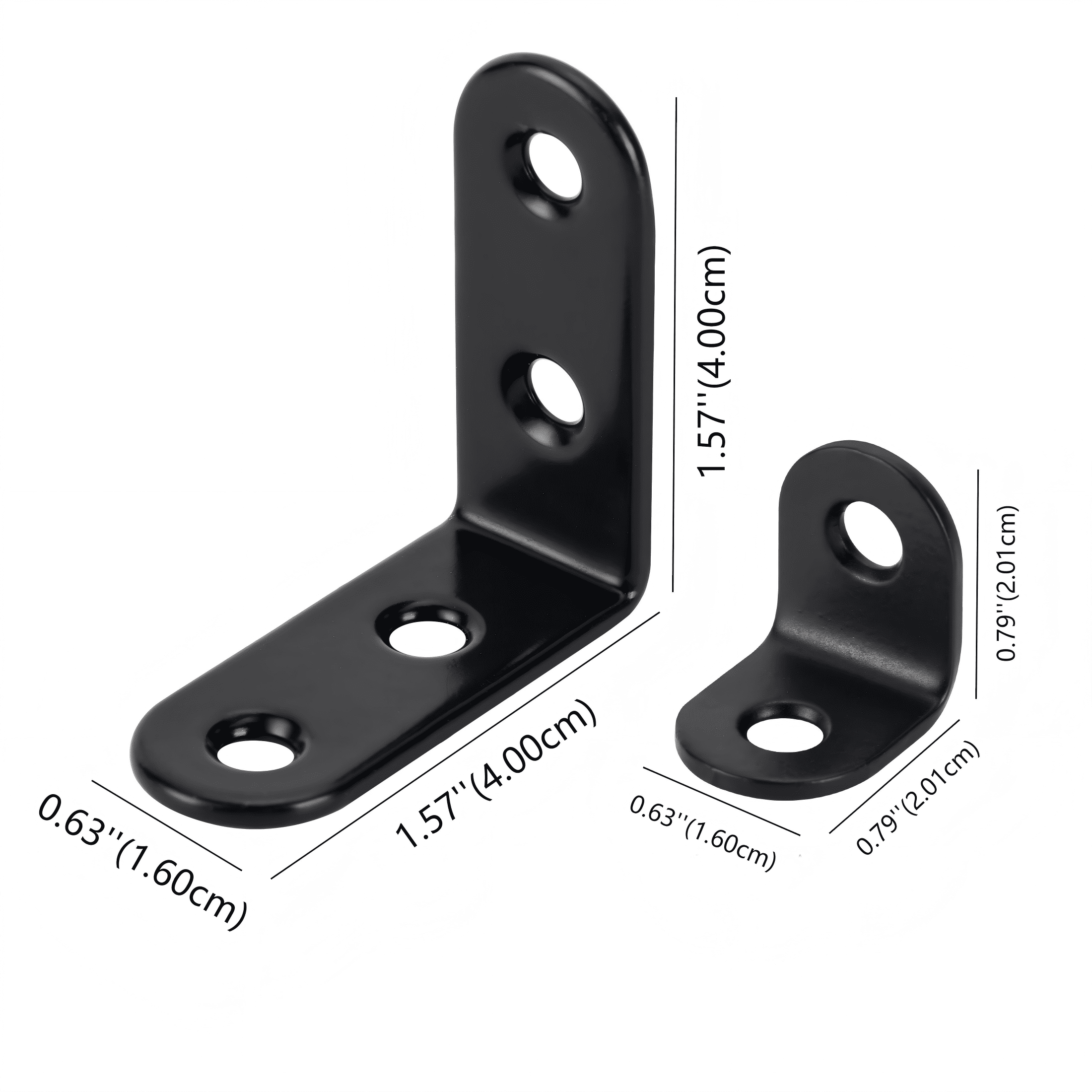 Hyper Tough Multiple Sizes 1.57 & 0.79 in. Stainless Steel Corner Brace Kit with Screws, Black, 20 Pack