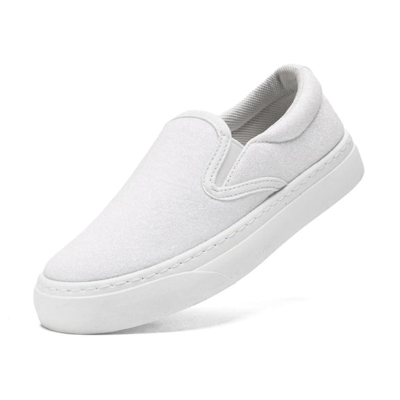Kids Slip On Glitter Canvas Shoes Girls Boys Low Top Sparkle Casual Sneakers Breathable Non-Slip Outdoor School Shoes For Toddler Little Big Kid