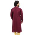 thumbnail image 5 of Atasi Men's Maroon Linen Long Kurta Casual Shirt Style Ethnic Wear-Medium, 5 of 8