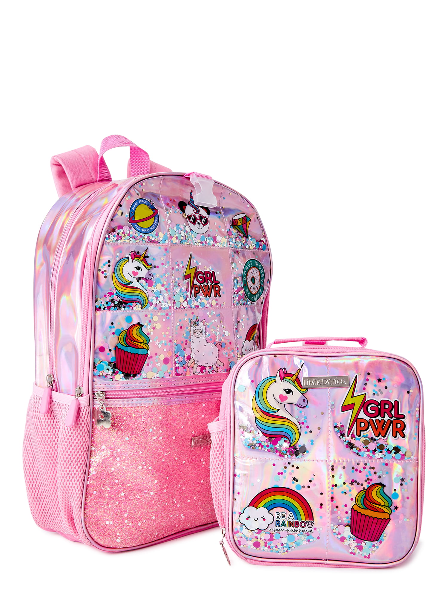Quilted Hearts Blue Girls Preschool Toddler Backpack & Lunch Box Set