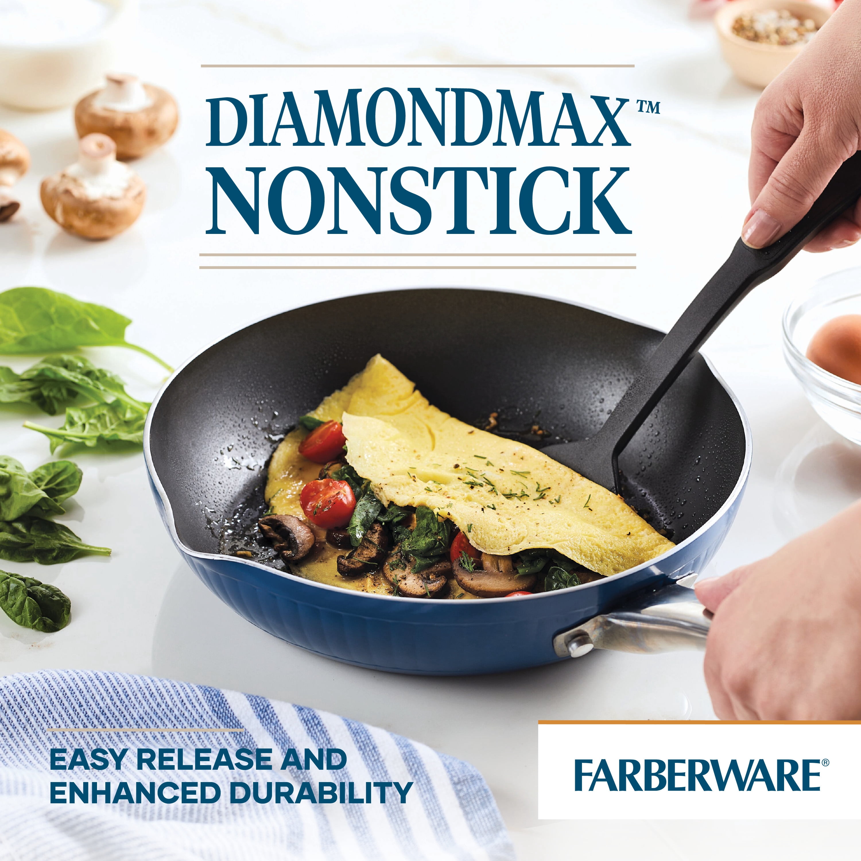 Farberware Style 10 Inch Nonstick Frying Pan / Skillet, Dishwasher Safe and Oven Safe to 500°F, Blue