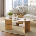 thumbnail image 7 of Gelloan 47" Modern Coffee Table,Oval Coffee Table,Double-layer Coffee Table with Sturdy Pedestal for Apartment,Living Room,Bedroom,Natural, 7 of 7