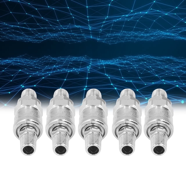 5 Ensembles de Raccords d'Air en Acier Inoxydable et Kit de Fiche Raccords d'Air en Acier Inoxydable Plaqués Raccords Rapides Pneumatiques et Kit de Fiche