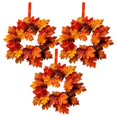 thumbnail image 2 of 3PCS Fall Maple Leaves Hanging Wreath, Mini Fall Wreaths for Kitchen Cabinets, Thanksgiving Maple Leaves Farmhouse Door Mantle Wall Hanging, Thanksgiving Candle Ring Table Decoration, 2 of 7