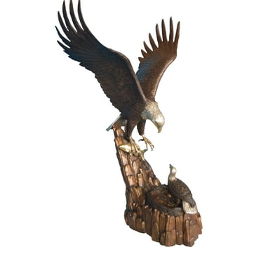 Eagle with nest Bronze Statue -  Size: 36"L x 40"W x 63"H.