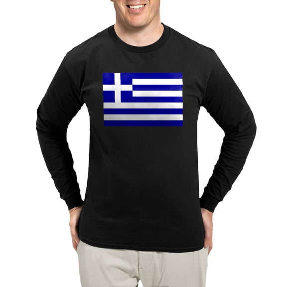 CafePress - Greece Flag Long Sleeve Dark T Shirt - Long Sleeve Dark T-Shirt