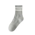 thumbnail image 2 of Xijirk Womens Striped Cuff Mid Calf Socks for Four Season Daily Sports Casual Outfits Soft Rib Knit Trendy Hosiery,Grey,A, 2 of 3