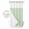 thumbnail image 2 of Sage Green Striped No Hook Shower Curtain Waterproof, Bathroom Curtains with Snap in Liners and See Through Top Window, Modern Simple Farmhouse Beige Hotel Style Bathtub Curtains Shower 36"Wx78"L, 2 of 8