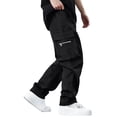 thumbnail image 5 of BiZtdJrK Black Men's Casual Cargo Pants Relaxed Fit Drawstring Workout Joggers Solid Color Loose Straight Leg Hiking Trousers with Multi Pockets XXL, 5 of 10