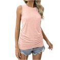 thumbnail image 2 of Summmer Savings! Womens Tank Tops Plus Size Summer Women Solid Color RoundNeck Pocket Sleeveless Casual Tee Tank Beach Vacation Clothes for Women S-5XL, 2 of 9