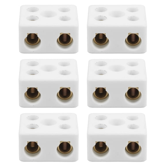 Miangastore 6 Pcs Bornes en Céramique Connecteurs en Porcelaine Haute Température pour Câble Électrique 5 Trous 2 Voies Borne en Céramique à Double Rangée Résistance Haute Température