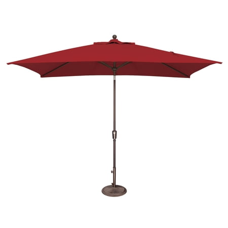 SimplyShade 10ft Outdoor Patio Rectangle Market Umbrella with Bronze Push Button Tilt, Red