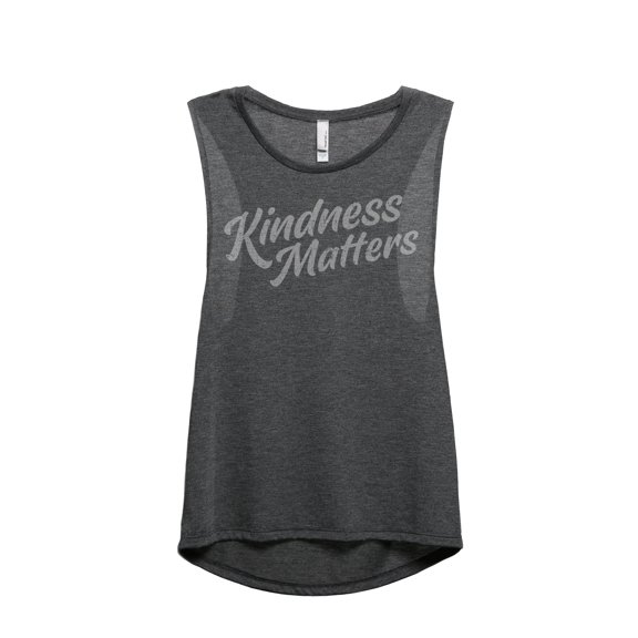 Kindness Matters Women's Fashion Sleeveless Muscle Tank Top Tee Charcoal Grey Small