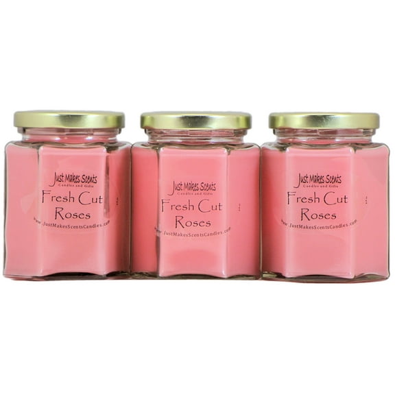 3-Pack Fresh Cut Roses Candle, 8 oz Hexagon jar