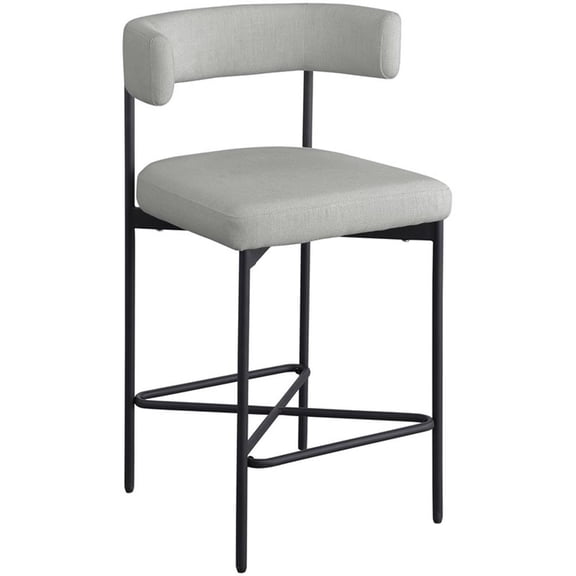 Meridian Furniture Rivage Light Grey Linen Textured Fabric Stool (Set of 2)