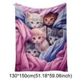 thumbnail image 3 of Cute Cat Blanket, Soft Animal Pattern Throw Blanket, 51.2x59Inch Cozy Warm Blankets, Lightweight and Comfortable Color Cat Throw Blanket, 1Pcs Gifts for People Love Cats Black, 3 of 9