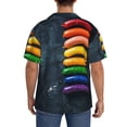 thumbnail image 3 of Lsque Rainbow Sausages On Dark Slate print Men's Cuban Collar Short Sleeve Shirt Summer Beachwear Casual Button Down Fashionable Vacation Leisure Shirt-Medium, 3 of 7