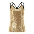 thumbnail image 5 of Viikei Tank Top for Women Sleeveless Tops Plus Size V-Neck Sleeveless Spaghetti Straps Sequin Solid Tank tops Camisole Vest, 5 of 9