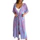 thumbnail image 1 of Bikini largo para cubrir, estampado de manga corta, moda, ajuste holgado, cinturón abierto en la parte delantera, traje de baño para mujer, azul S, 1 of 6