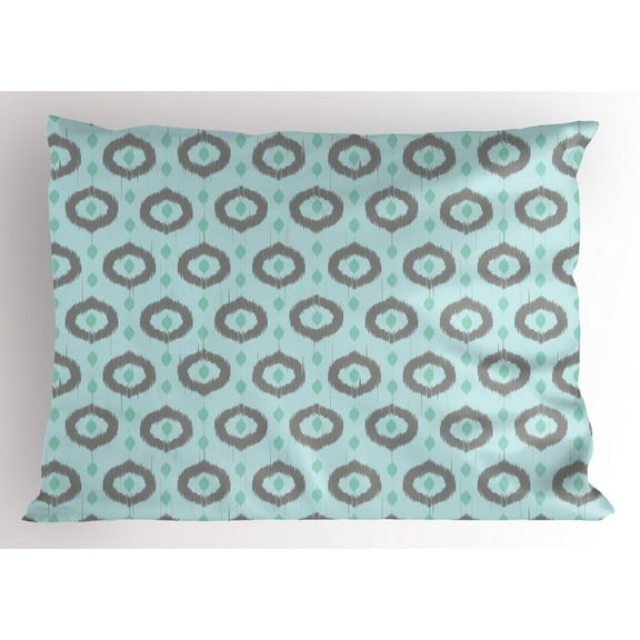 Ambesonne Seafoam Pillow Sham, Ikat Style Pattern, 36" X 20", Seafoam Sea Green Taupe