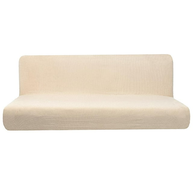 Funda para sofá cama y futón, color liso, plegable, elástica, sin brazos Beige S
