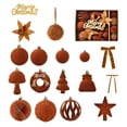 thumbnail image 2 of Rustic Brown Christmas Ornament Set, 9.45x12.60in Boxed Kit With Velvet Balls And Star Topper, Festive Decor For Tree Mantel Or Holiday Table Centerpiece Brown, 2 of 3