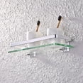 thumbnail image 1 of Estante de vidrio para baño, vidrio templado de aluminio, 8 mm, extra grueso, 1 pieza, rectangular, 1 capa, organizador de almacenamiento montado en la pared, plateado, 1 of 5
