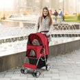 thumbnail image 2 of Gymax 4 Wheel Pet Stroller w/ Storage Basket & Tray Adjustable Canopy Pets Burgundy, 2 of 10