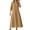 Khaki#128, variant on Women Dresses Solid Color Loose 3/4 Sleeve V Neck A-Line Midi Sundress Woman Handsome Casual Daily Party Dress,Black,Xxl