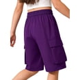 thumbnail image 2 of Haitryli Girls Kids Boys Cargo Shorts Hip-hop Fashion Clothing And Work Pants Gymnastic Trunk Gym Bottoms Purple 130-M, 2 of 5