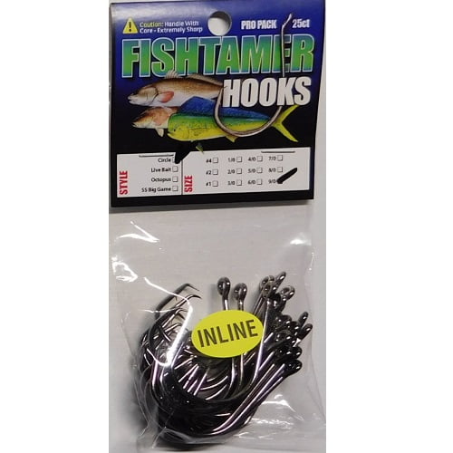 25pk Super Sharp Sizes #4-9//0 InLine Circle Hooks FISH TAMER Pro Pack