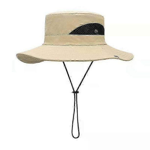 Men's Summer Wide Brim Sun Hat UV Protection Sunscreen Folding Hat (beige)