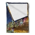 thumbnail image 2 of City Soft Flannel Fleece Throw Blanket, Looking down the Yarra River on a Night in Melbourne Water Reflection, Cozy Plush for Indoor and Outdoor Use, 50" x 60", Indigo Yellow, by Ambesonne, 2 of 5