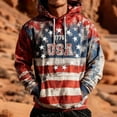 thumbnail image 2 of 250th Anniversary USA Shirt, 4th of July Outfits for Men Vintage Patriotic Distressed America USA Flag Pullover Hoodie with Pocket, 2 of 5