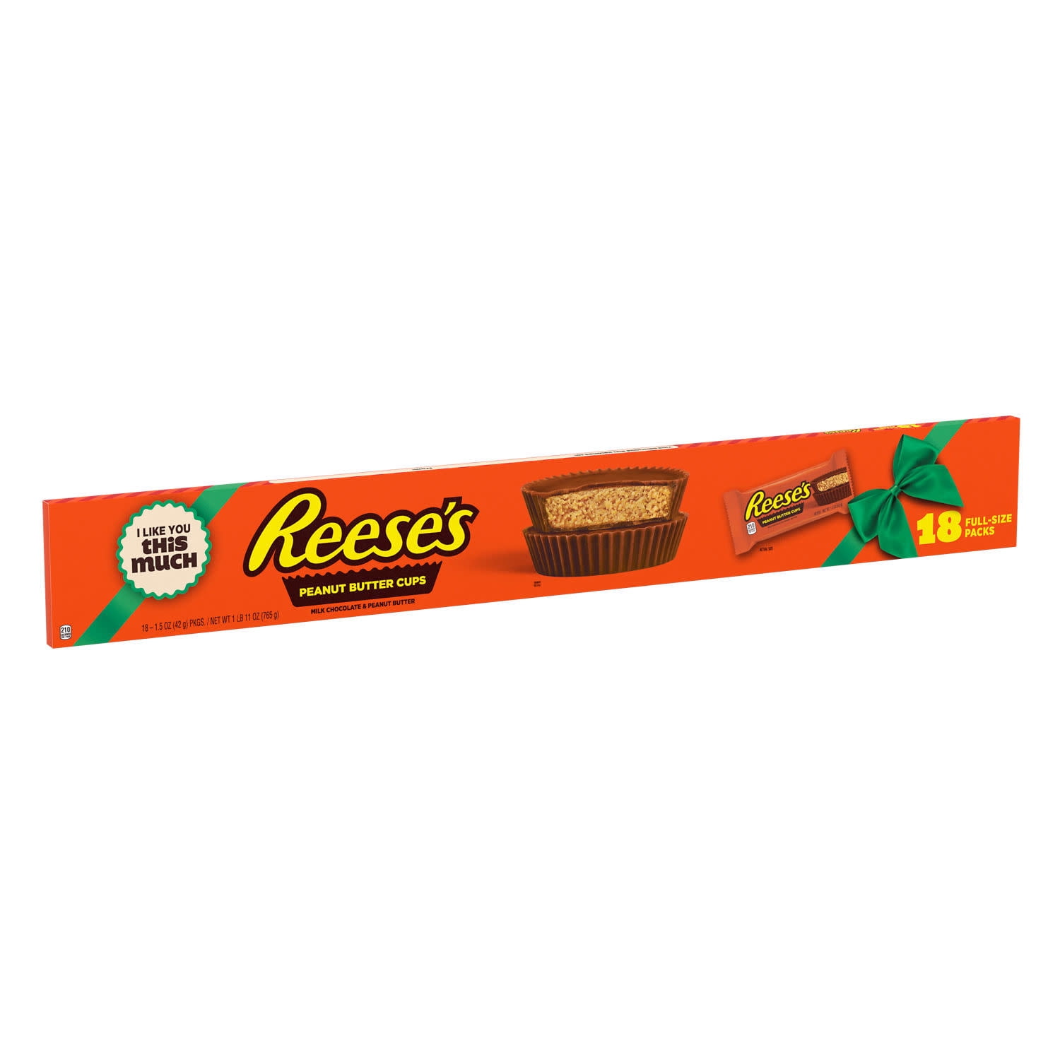 (2 pack) REESE'S Milk Chocolate Peanut Butter Cups, Christmas Candy Packs, 1.5 oz (18 Count)