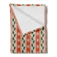 thumbnail image 2 of Snowflake Soft Flannel Fleece Blanket, Holly Berry Leaves and Snowflakes on Vertical Banners Christmas and New Year, Cozy Plush for Indoor and Outdoor Use, 60" x 80", Ruby Fern Green, by Ambesonne, 2 of 5