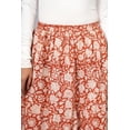 thumbnail image 3 of Women Cotton Floral Foliage Style Maxi Skirt with Elastic Waist, Soft Versatile Floral Hand Block Print, Rust Orange XS, 3 of 6