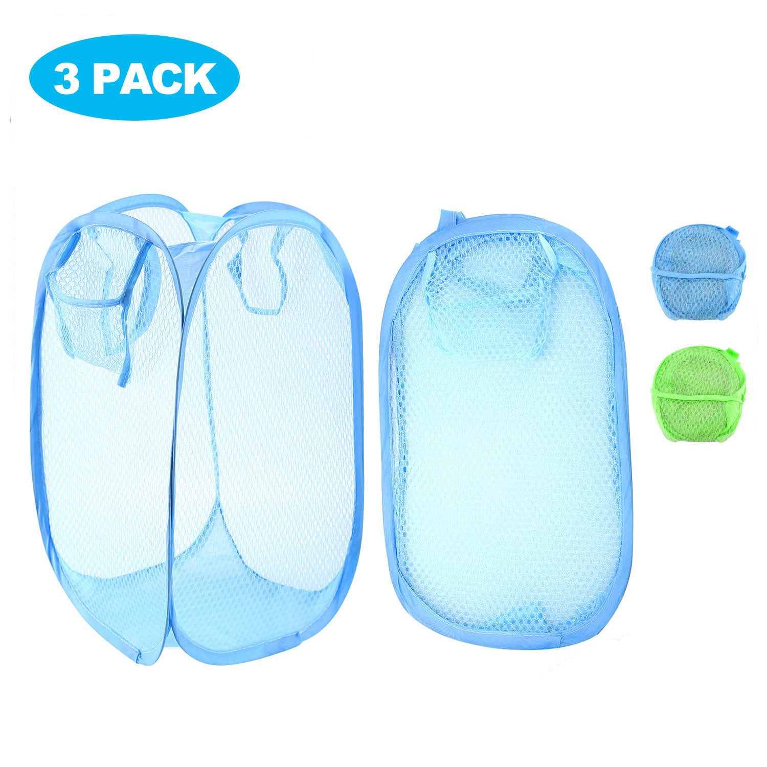 Foldable Pop up Mesh Hamper with Handles Laundry Basket for Home Dorm