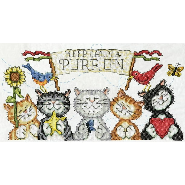 Janlynn Stamped Cross Stitch Kit 9"x18"Purr On