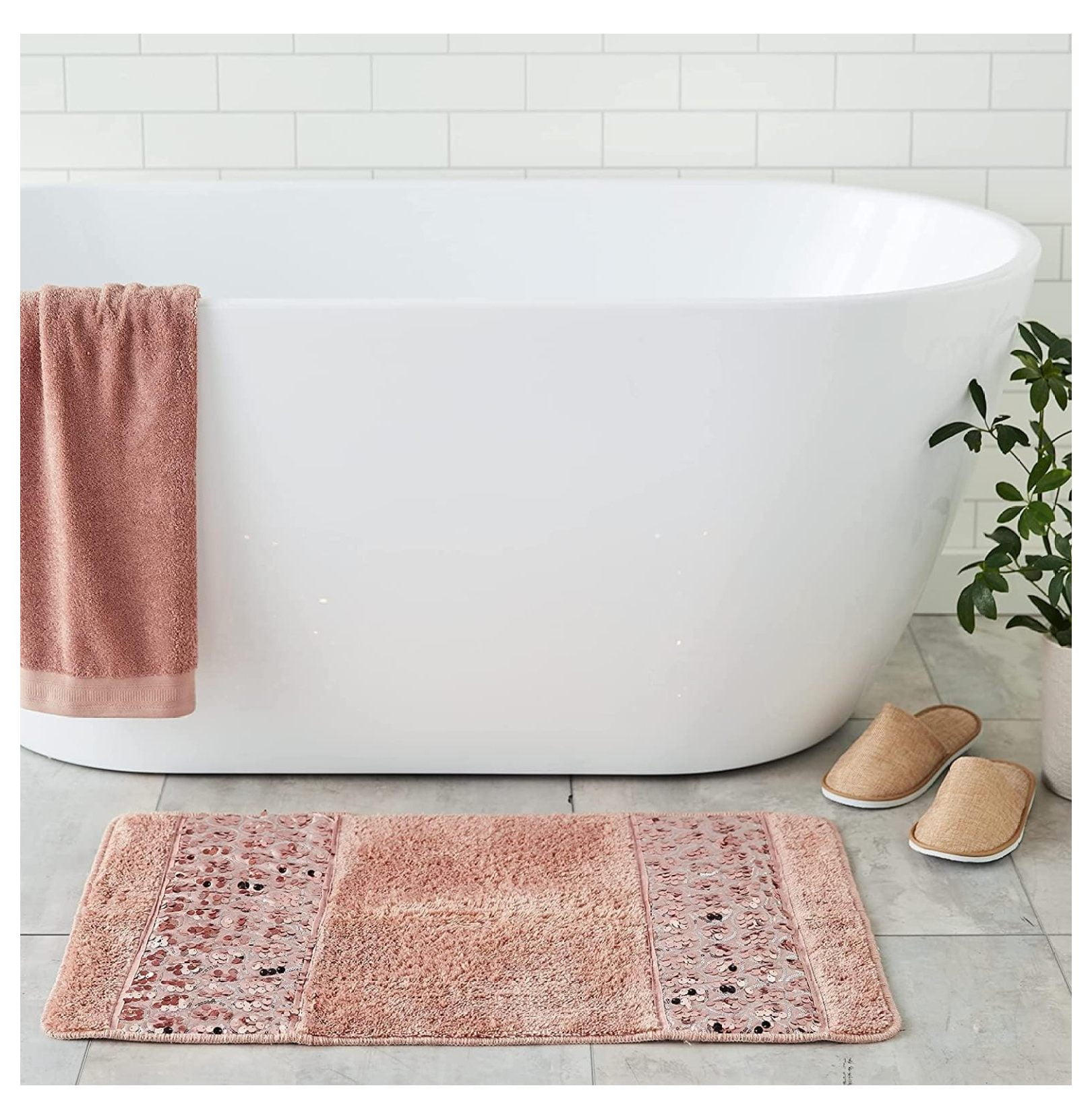 Bath Blush Sinatra Bath Decor Accessories, Premium, Durable, Acrylic Resin, Eco-Friendly Bath Mat (32" W x 21" L)
