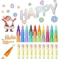 thumbnail image 1 of Marker Pen for Highlight, 2025 New Double Line Highlighter Outline Marker Set, Metallic Paint Glitter for Art Crafts Scrapbook Supplies, Trendy Gift Idea for Girls Teens.,20 Color, 1 of 7