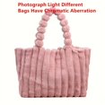 thumbnail image 1 of Large Capacity Plush Tote Bag, Stiped Faux Fur Shoulder Bag, Women's Soft Fluffy Handbag, 1 of 5