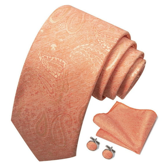 vnanda Solid Color Jacquard Tie Kerchief Cufflinks Set 3pcs/set Men Solid Color Jacquard Design Tie Pocket Scarf Cufflinks Set Wedding Work Holiday Party