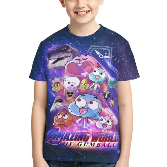 Kids 3D Graphic Amazing World of Gumball T-Shirts, Novelty Shirts Crewneck Short Sleeve Tees for Youth Boys Girls